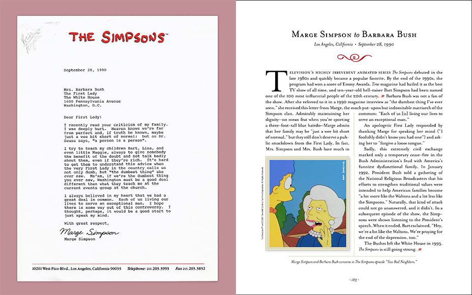 О чем Барбара Буш переписывалась с Мардж Симпсон? 